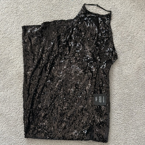 NWT!!! Lulus Taking The Stage Black Sequin Halter Maxi Dress - Size M - Picture 2 of 3